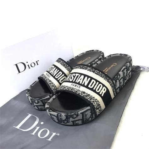 dior black slides|christian dior wedge slides.